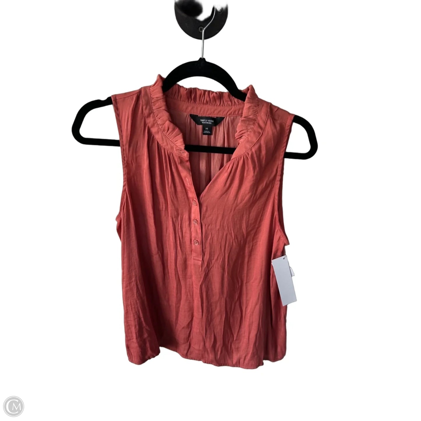 Blouse Sleeveless By Simply Vera In Orange, Size: M
