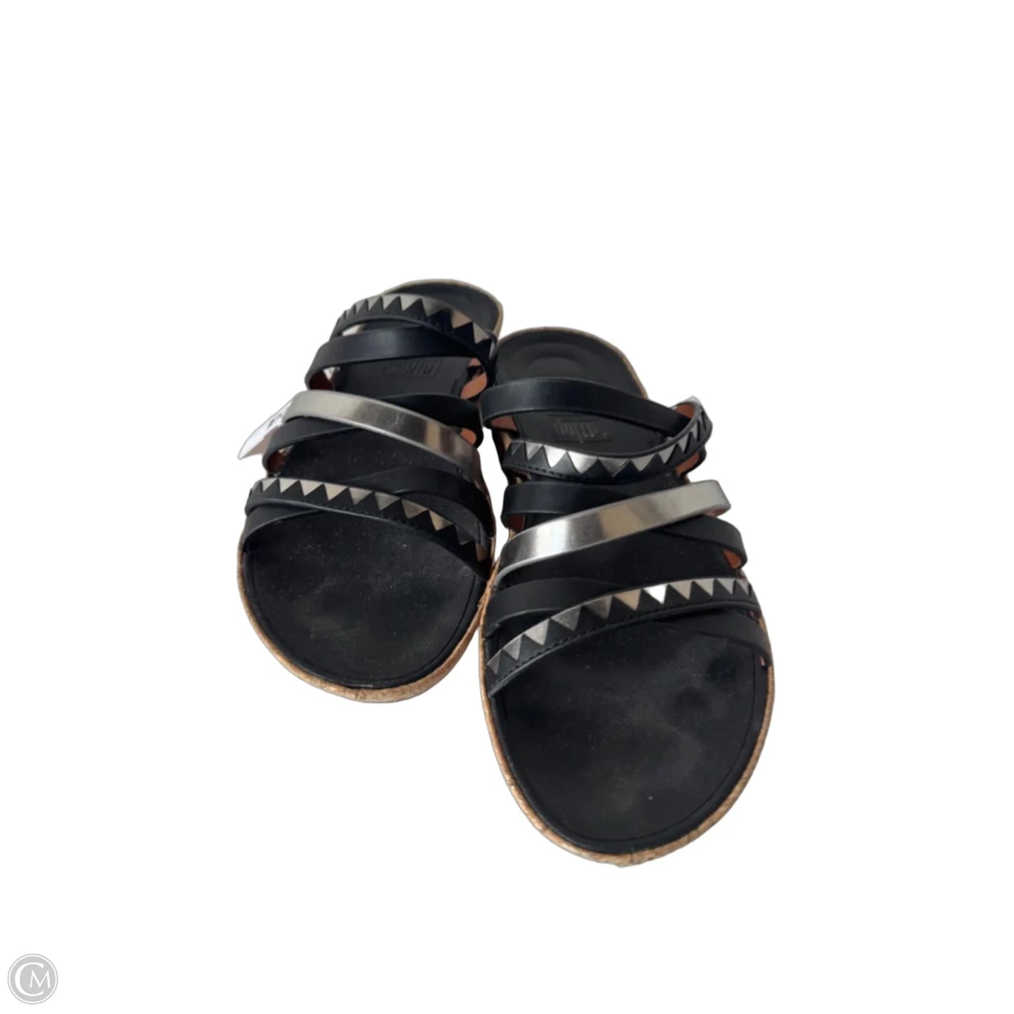 Sandals Heels Wedge By Fitflop In Black & Silver, Size: 5