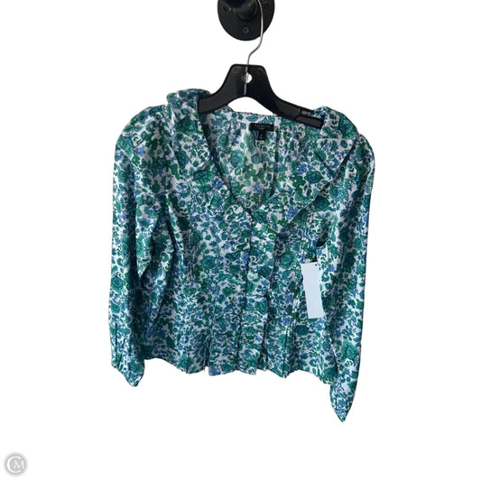 Blouse Long Sleeve By Talbots In Green & White, Size: Sp