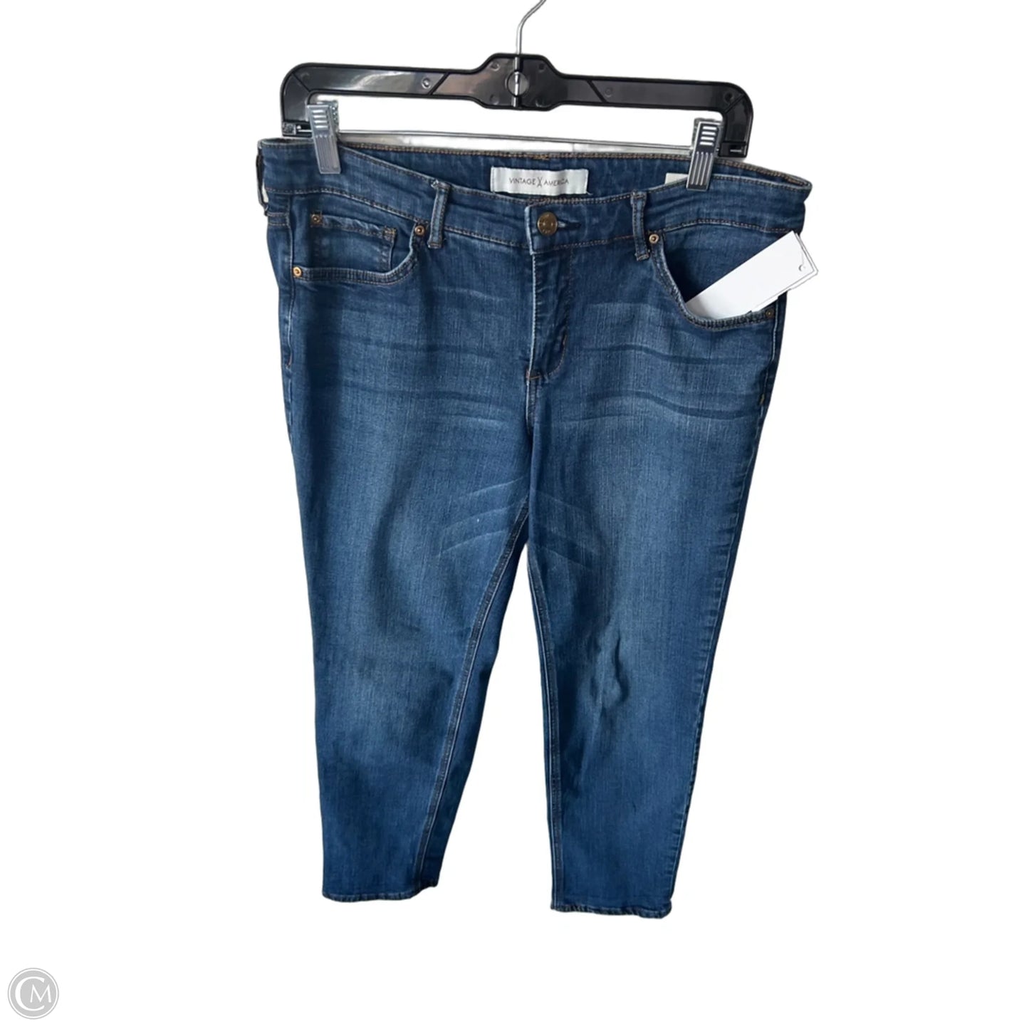 Jeans Cropped By Vintage America In Blue Denim, Size: 8