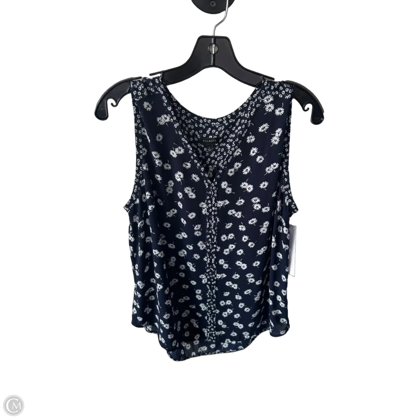 Blouse Sleeveless By Talbots In Blue & Tan, Size: L