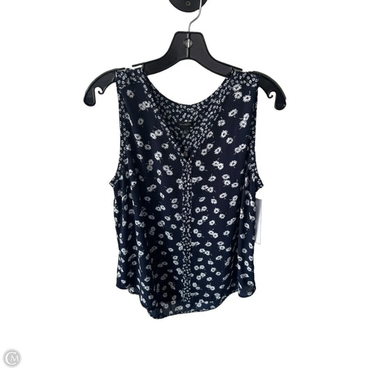 Blouse Sleeveless By Talbots In Blue & White, Size: L