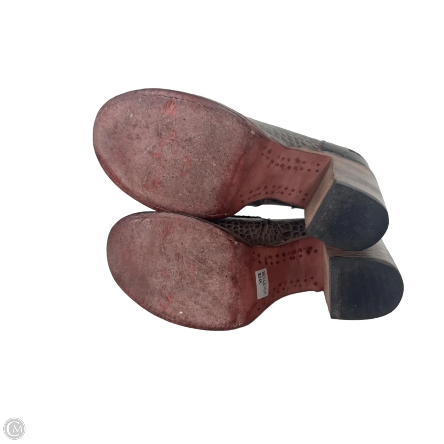 Shoes Heels Block By Freebird In Brown Denim, Size: 8
