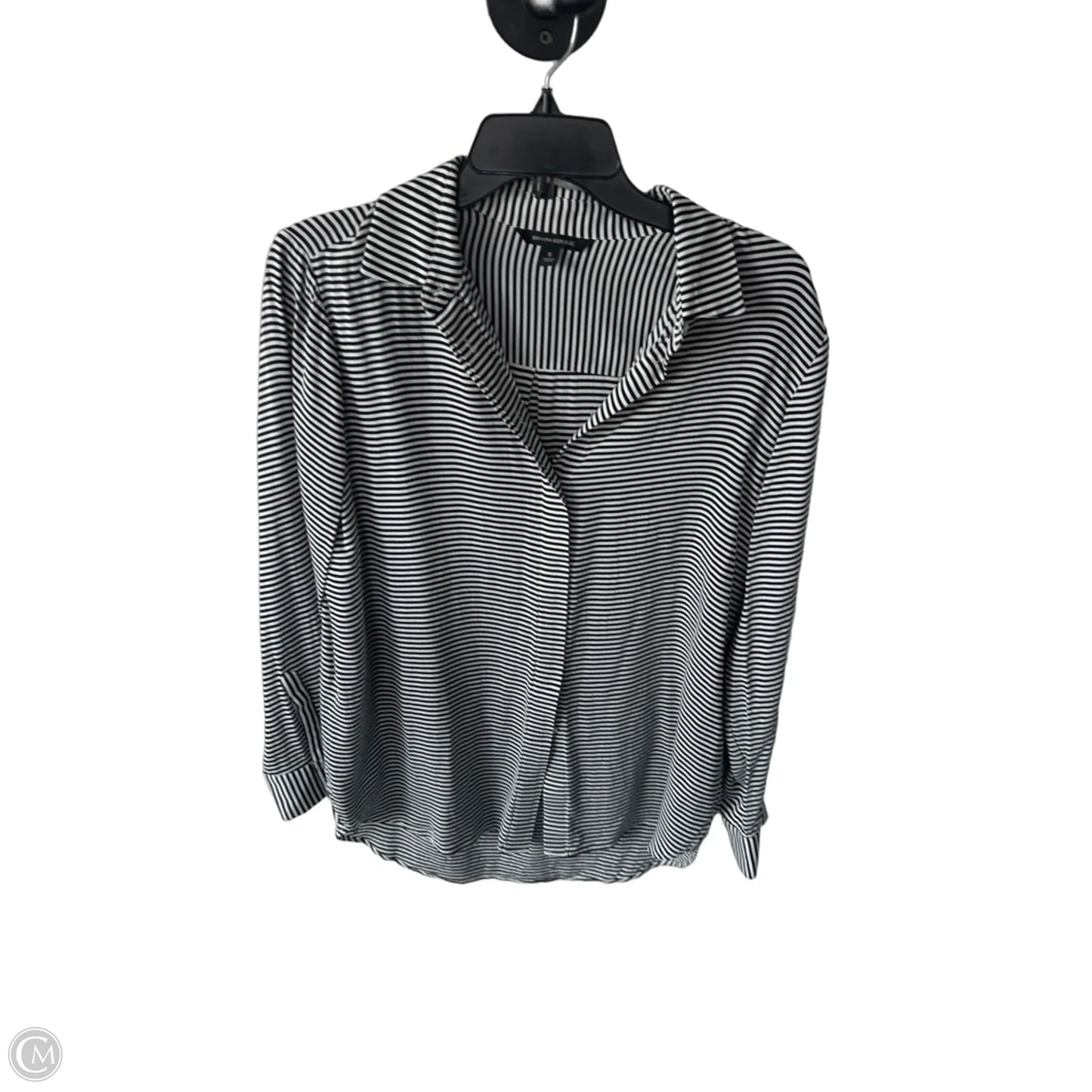 Blouse Long Sleeve By Banana Republic In Black & Yellow, Size: S