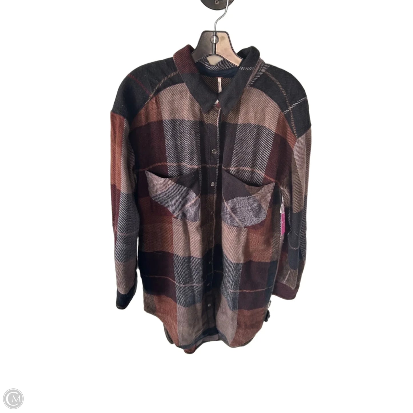 Jacket Shirt By Free People In Black & Brown, Size: L