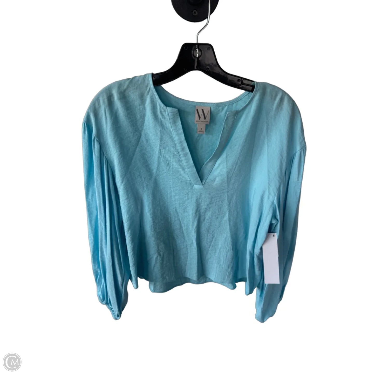 Blouse Long Sleeve By Worthington In Blue, Size: S