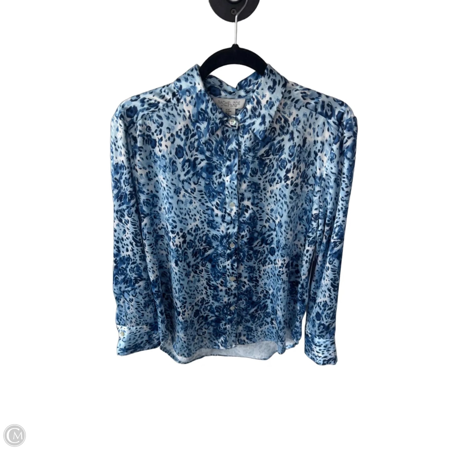 Blouse Long Sleeve By Rachel Zoe In Blue & White, Size: M