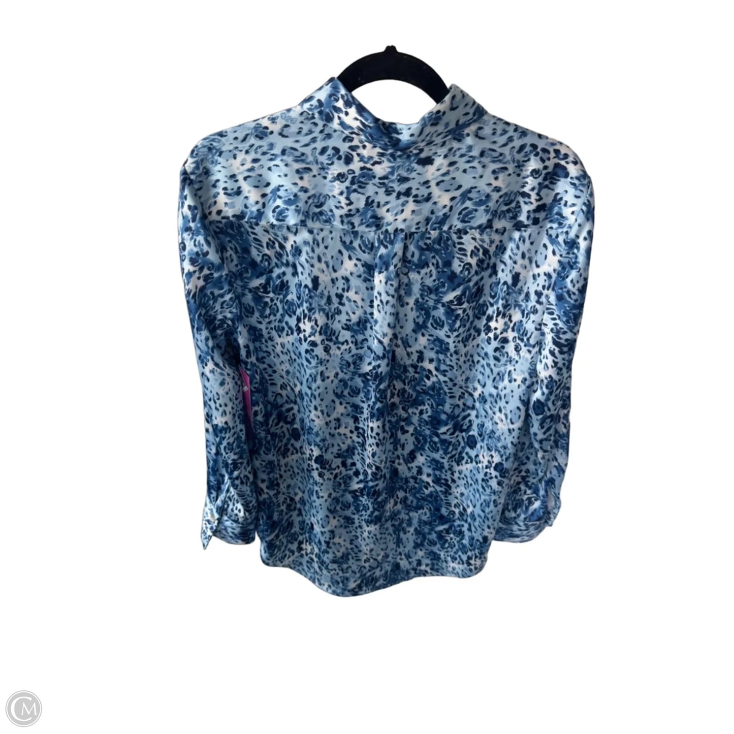 Blouse Long Sleeve By Rachel Zoe In Blue & White, Size: M