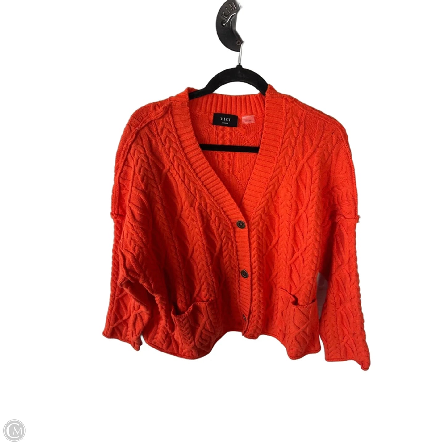 Sweater Cardigan By Vici In Orange, Size: L
