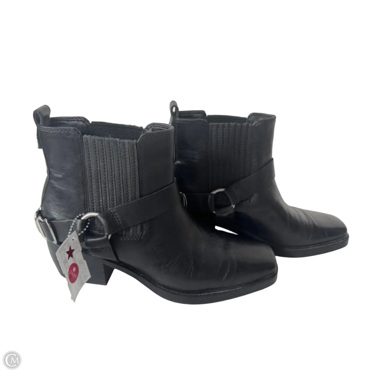 Boots Ankle Heels By Sam Edelman In Black & Silver, Size: 9