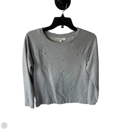 Sweatshirt Crewneck By Loft In Grey & White, Size: S