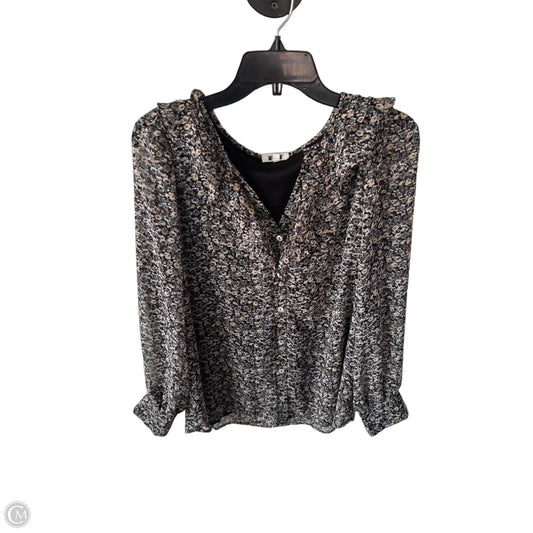 Blouse 3/4 Sleeve By Clothes Mentor In Grey & Tan, Size: Xl