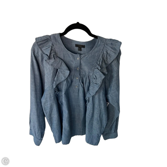 Blouse Long Sleeve By J. Crew In Blue Denim, Size: 8