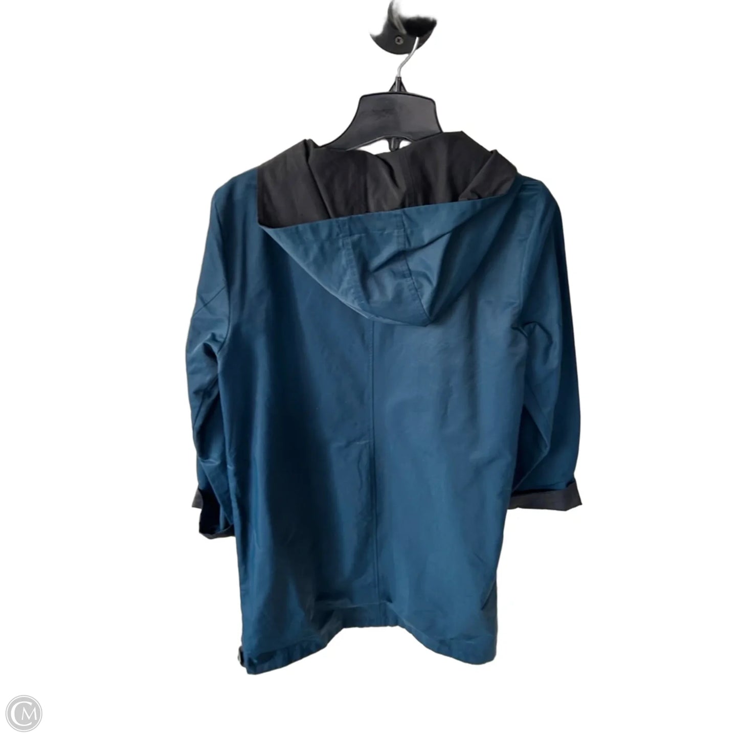 Coat Raincoat By Eileen Fisher In Black & Blue, Size: S