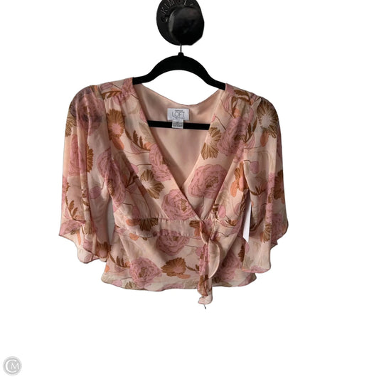 Blouse 3/4 Sleeve By Loft In Purple & Tan, Size: Xsp