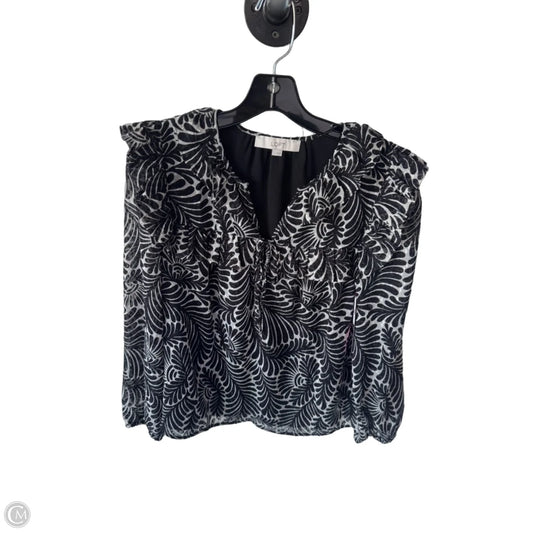 Top Long Sleeve By Loft In Black & White, Size: S