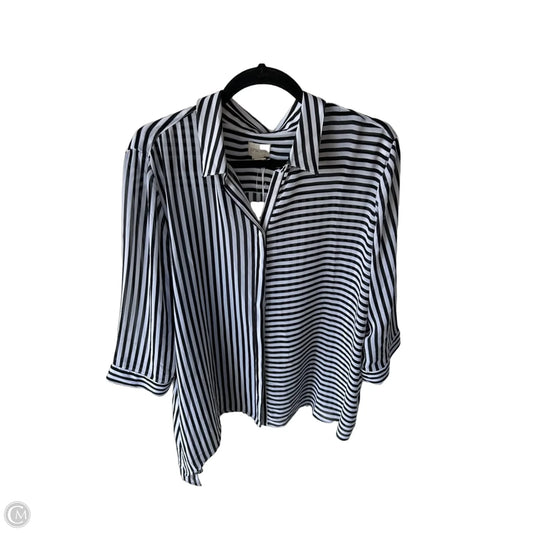 Top 3/4 Sleeve By Chicos In Black & White, Size: Xl