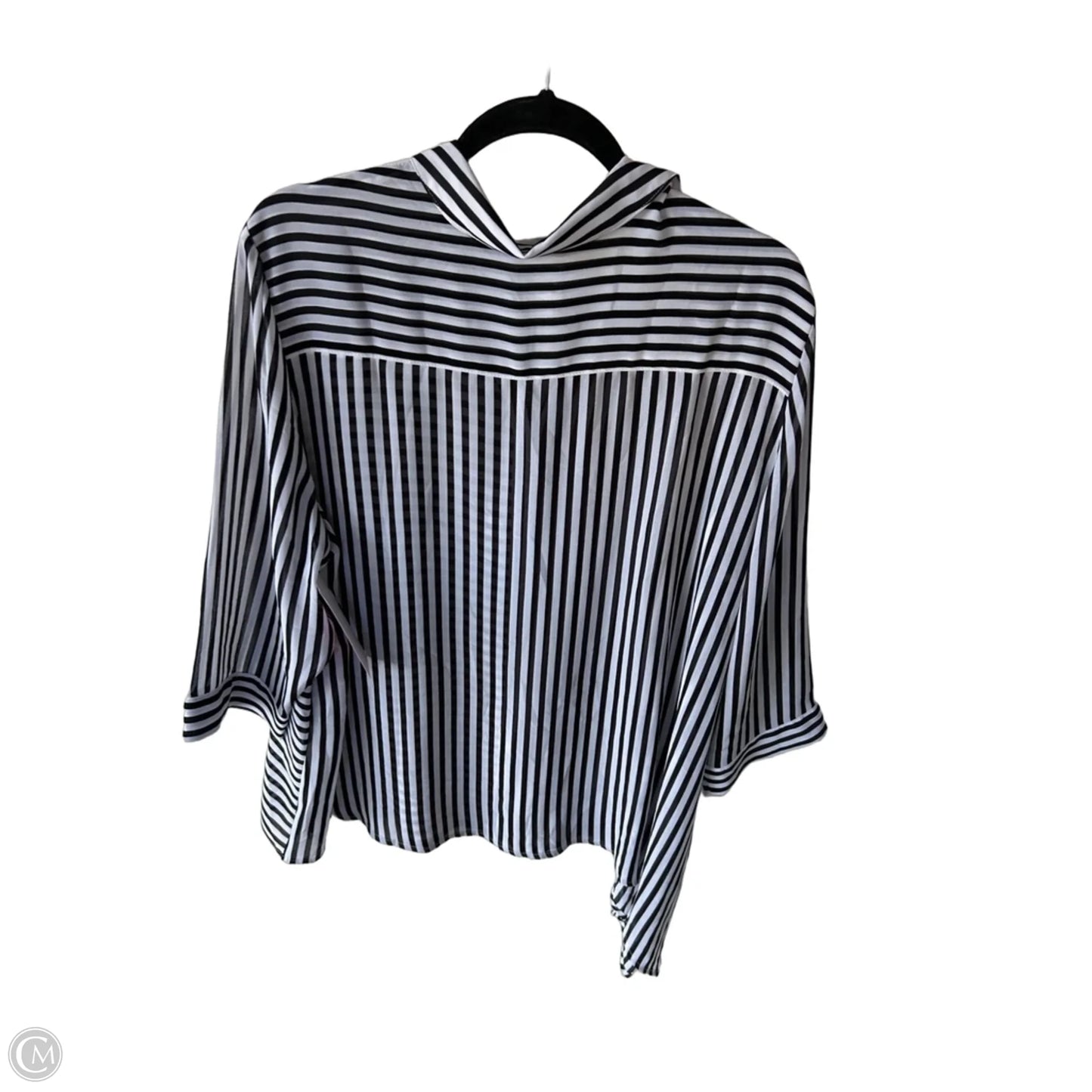 Top 3/4 Sleeve By Chicos In Black & White, Size: Xl