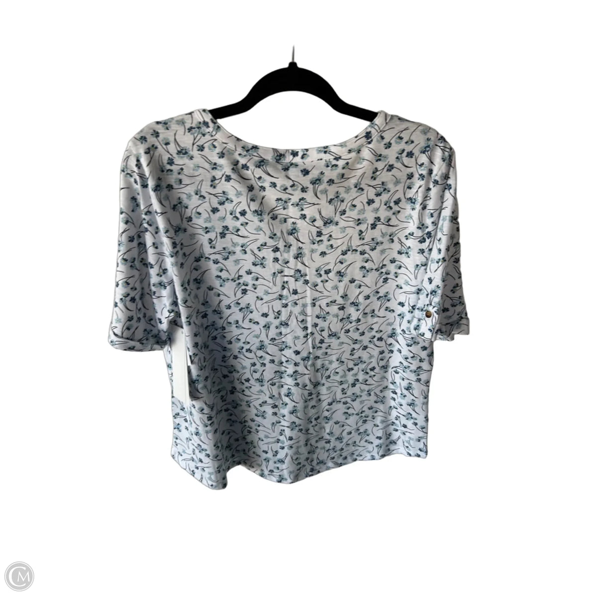 Top Short Sleeve By Croft And Barrow In Blue & White, Size: Lp