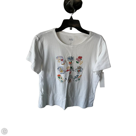 Top Short Sleeve By Croft And Barrow In White, Size: L