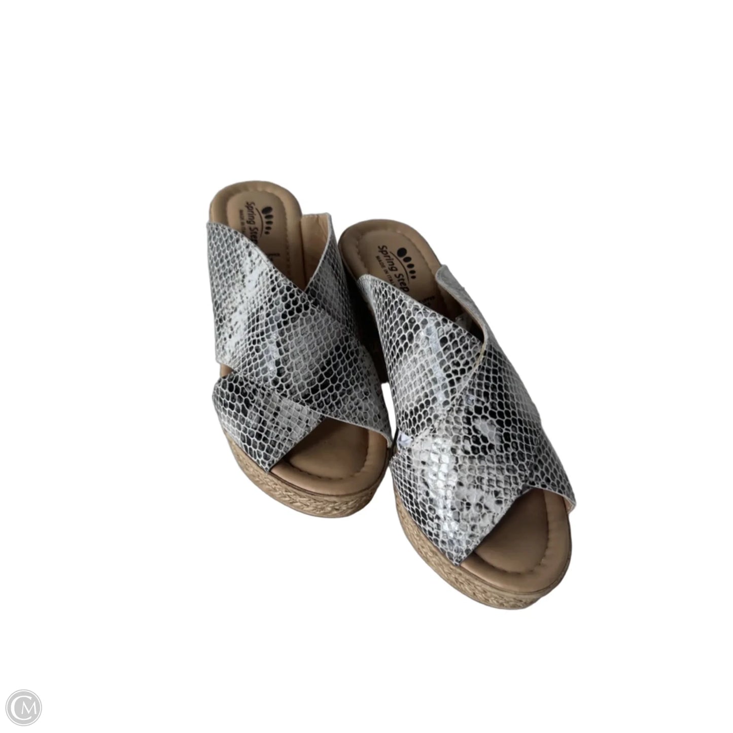 Sandals Heels Block By Spring Step In Snakeskin Print, Size: 5.5