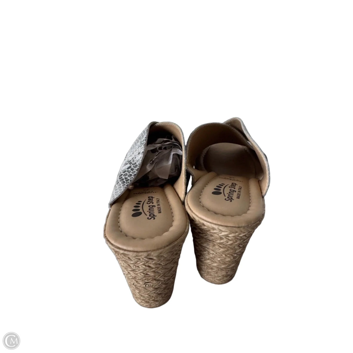 Sandals Heels Block By Spring Step In Snakeskin Print, Size: 5.5