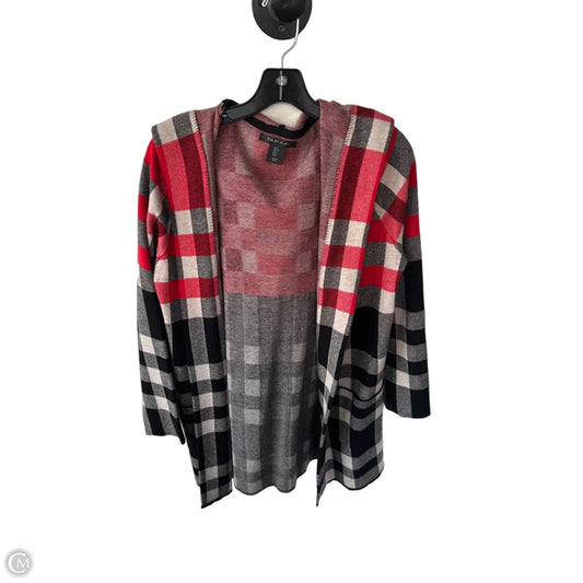 Sweater Cardigan By Tahari In Black & Red, Size: L