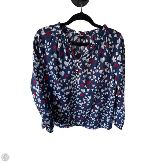 Blouse Long Sleeve By Talbots In Blue & Red & White, Size: L