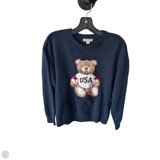 Sweater By Mighty Fine In Blue & Tan, Size: L