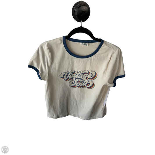 Top Short Sleeve Basic By Clothes Mentor In Blue & Cream, Size: S