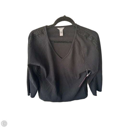 Top 3/4 Sleeve By Calvin Klein In Black, Size: L
