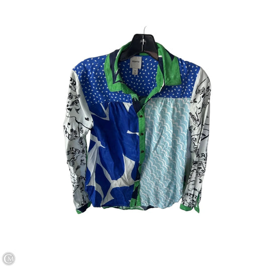 Blouse Long Sleeve By Maeve In Blue & Green, Size: Xs