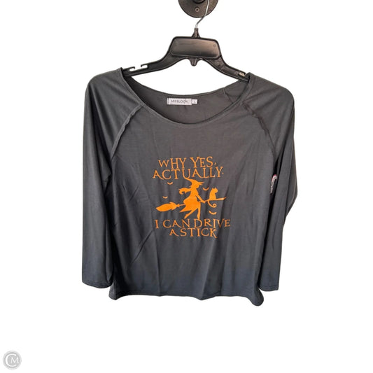 Top Long Sleeve Basic By Misslook In Grey & Orange, Size: L