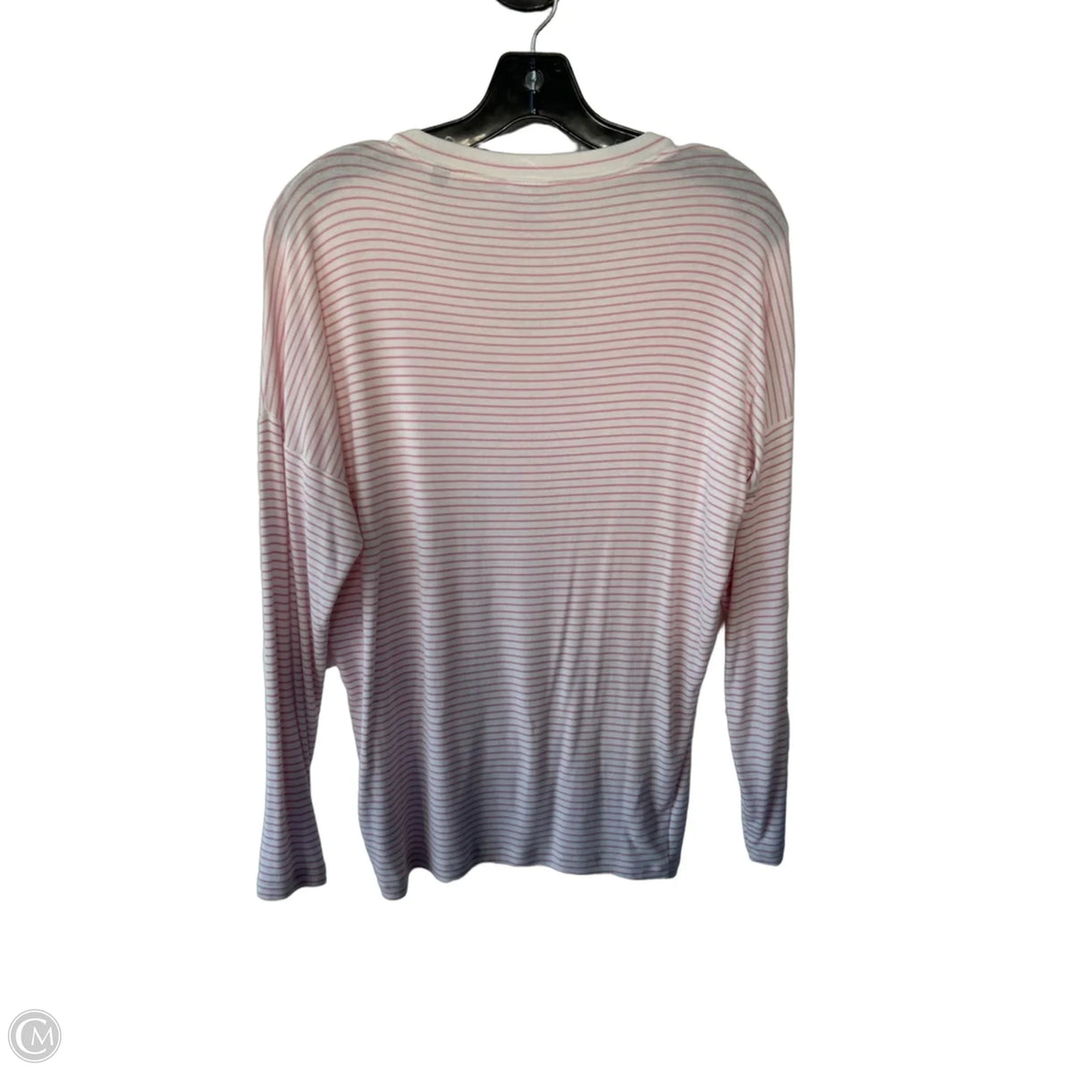 Top Long Sleeve Basic By Cabi In Pink & White, Size: Xxs