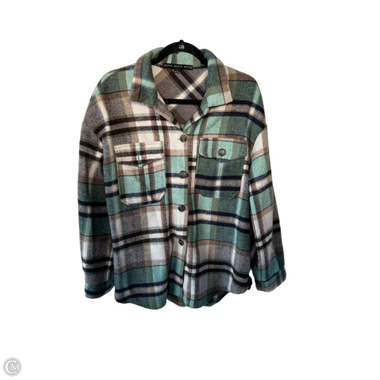Jacket Shirt By Hyfve In Brown & Green, Size: L