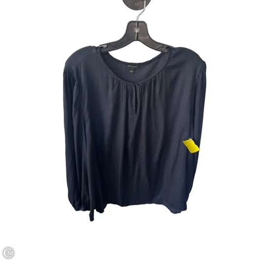 Blouse Long Sleeve By Ann Taylor In Navy, Size: L