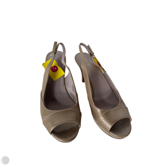 Sandals Heels Stiletto By Nine West In Gold, Size: 9.5