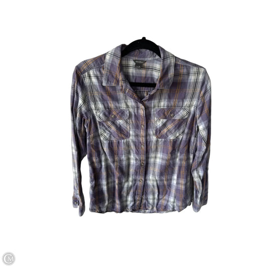 Top Long Sleeve By Eddie Bauer In Purple & White, Size: M