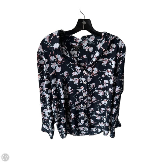 Blouse Long Sleeve By Banana Republic In Blue & White, Size: M