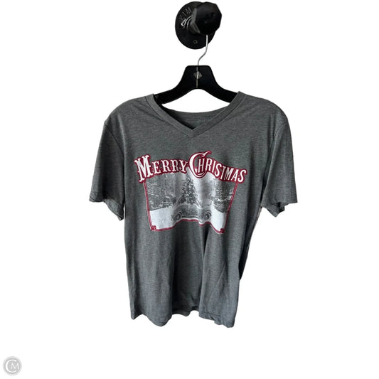Top Short Sleeve Basic By Clothes Mentor In Grey & Red, Size: M
