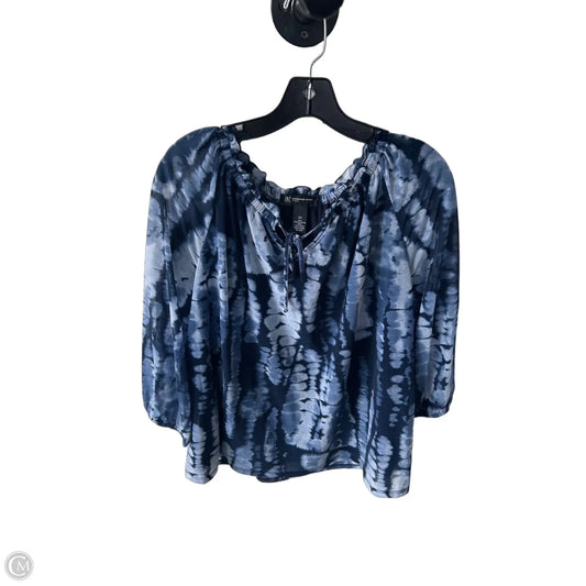 Blouse 3/4 Sleeve By Inc In Blue, Size: Xl
