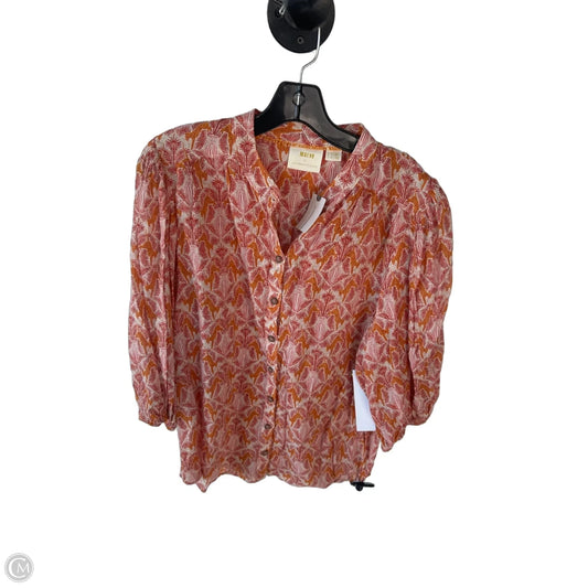 Blouse Long Sleeve By Maeve In Orange & Red, Size: L