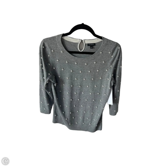 Sweater Short Sleeve By Talbots In Grey & White, Size: M