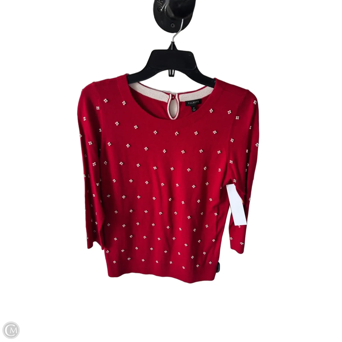 Sweater By Talbots In Red & White, Size: M