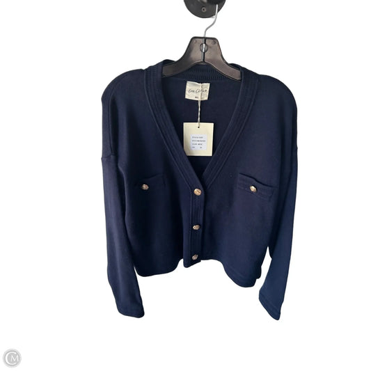 Sweater Cardigan By Easy Clothes In Navy, Size: M