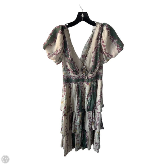 Dress Casual Midi By Francesca’s In Cream & Green, Size: M