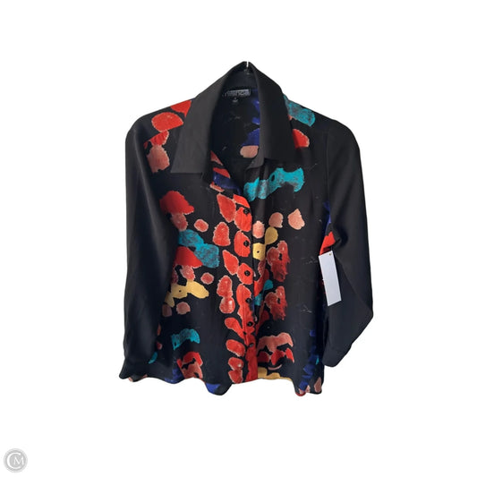 Blouse Long Sleeve By Clothes Mentor In Black & Orange, Size: M