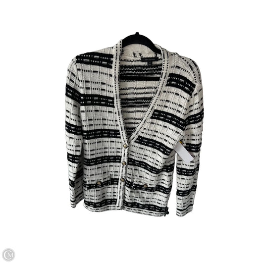 Sweater Cardigan By Ann Taylor In Black & White, Size: Xs