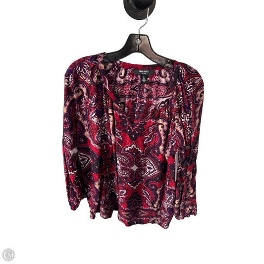 Top 3/4 Sleeve By Nine West In Red & Tan, Size: Xl