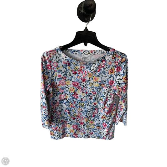 Top 3/4 Sleeve By Croft And Barrow In Blue & White, Size: S